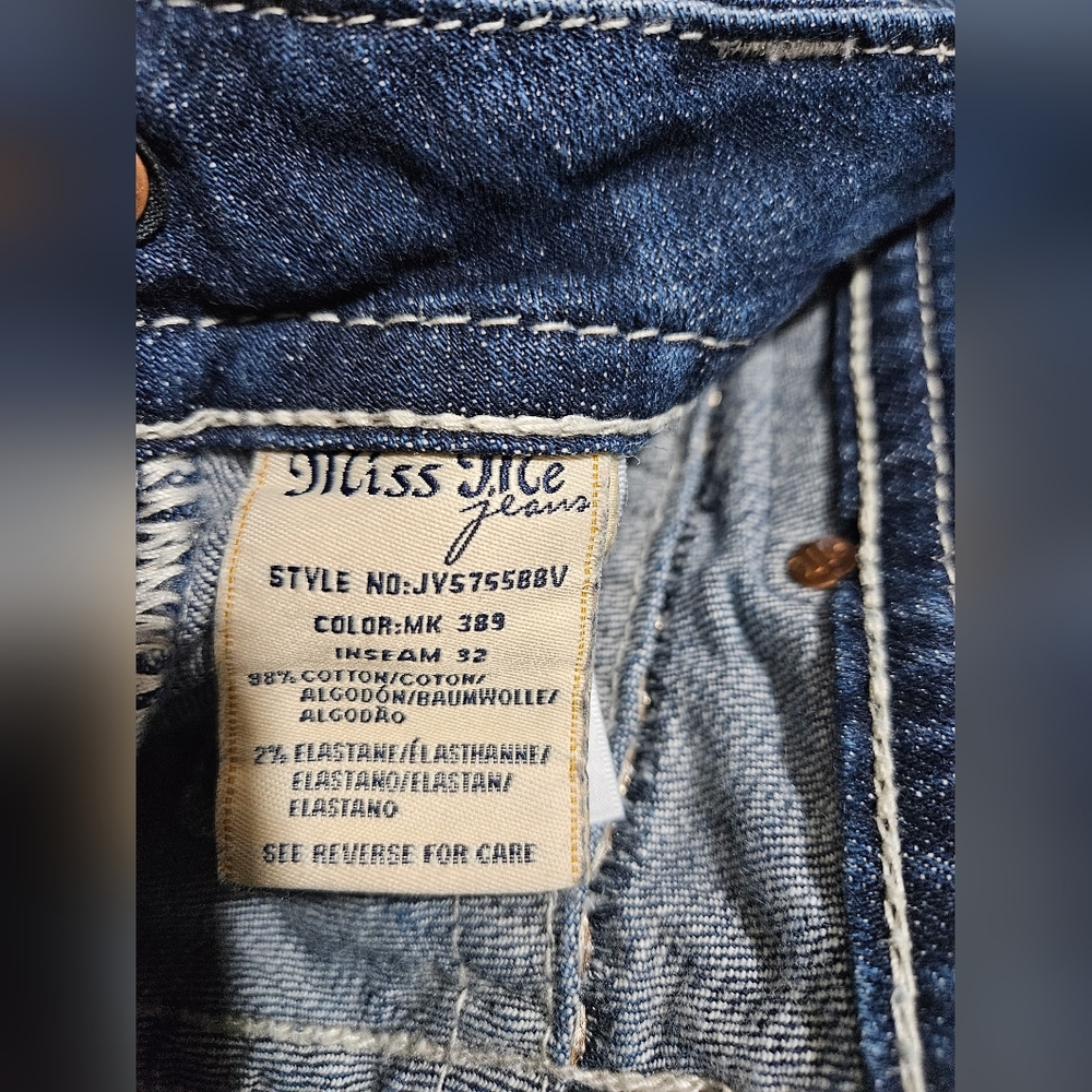 Miss Me Dark Blue Embellished Jeans Size 27 Inseam 32" - Picture 6 of 8